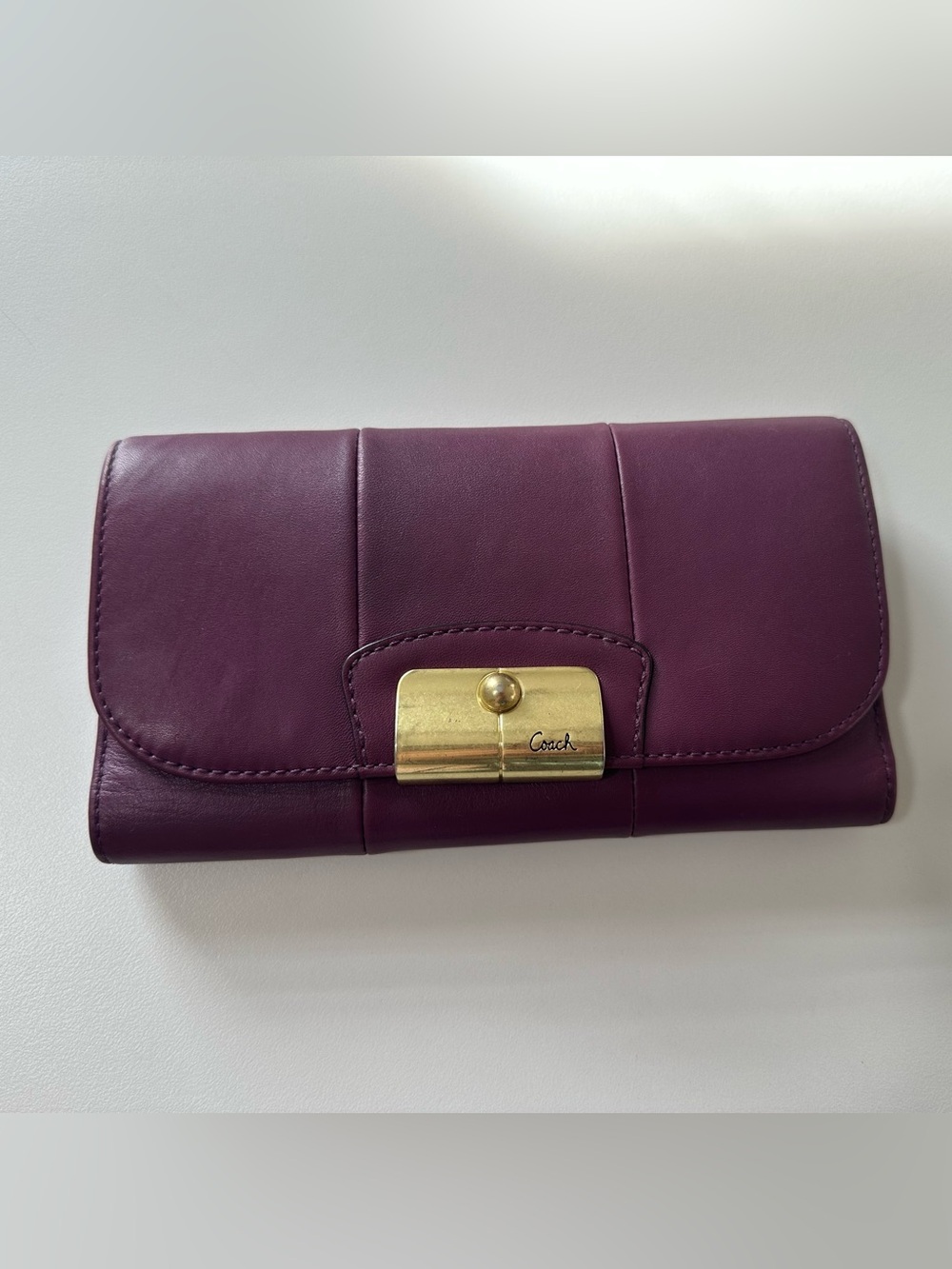 Coach Kristin Large Tri-Fold Wallet – Burgundy / Plum/ OBO